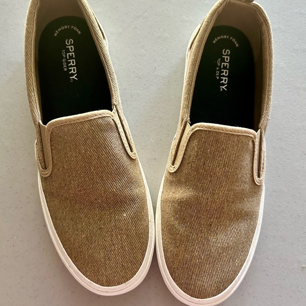 Sperry Tan Canvas Slip-On Shoes